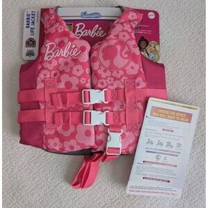 U.S. Coast Guard Approved Life Jacket SwimWays Pink Barbie Child Size 33-55 Lbs